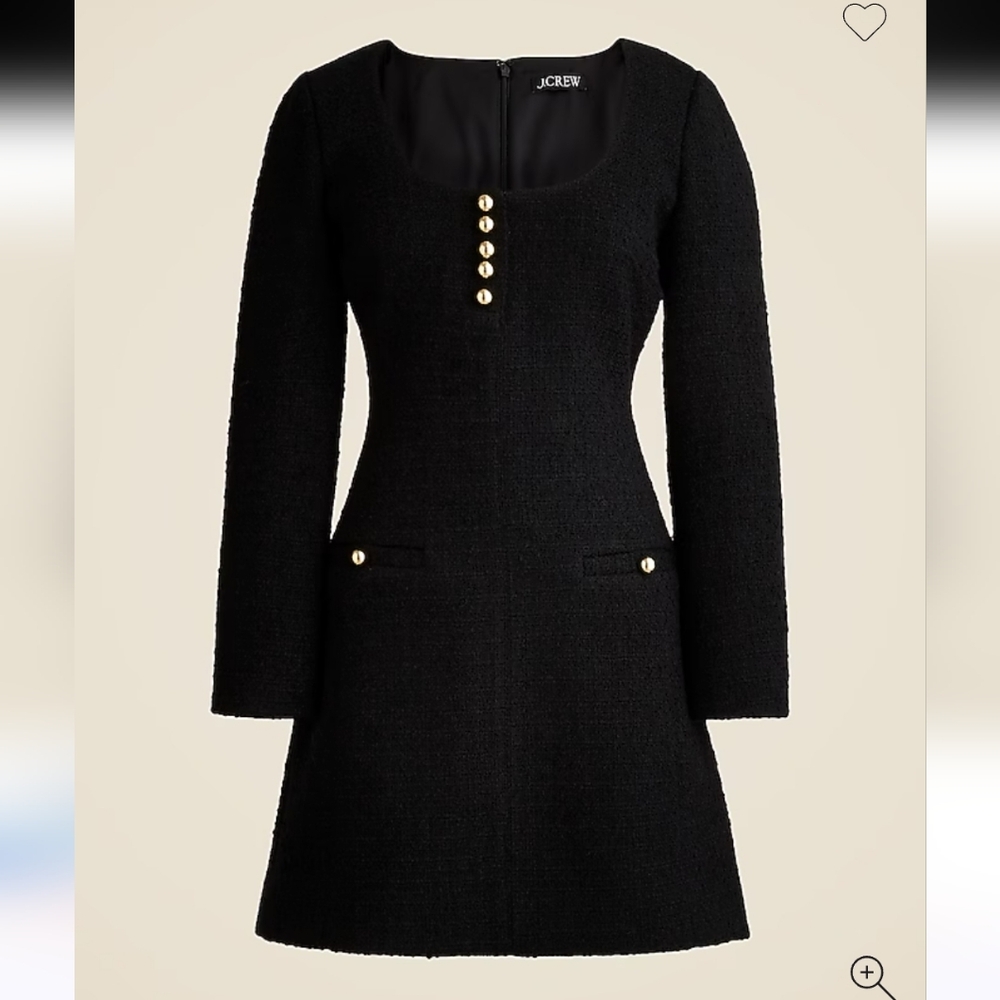 J. Crew Elegant Black Midi Dress with Gold Accents